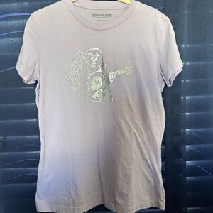 True Religion Lavender Tee with Silver Guitar Graphic